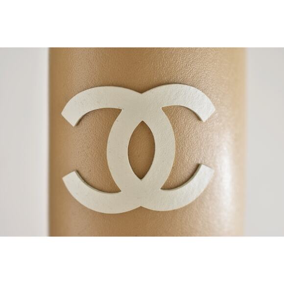 Chanel REV Beige White Wellington Wellies CC Logo Pull On Rubber Rain Boots 40 - Picture 15 of 16